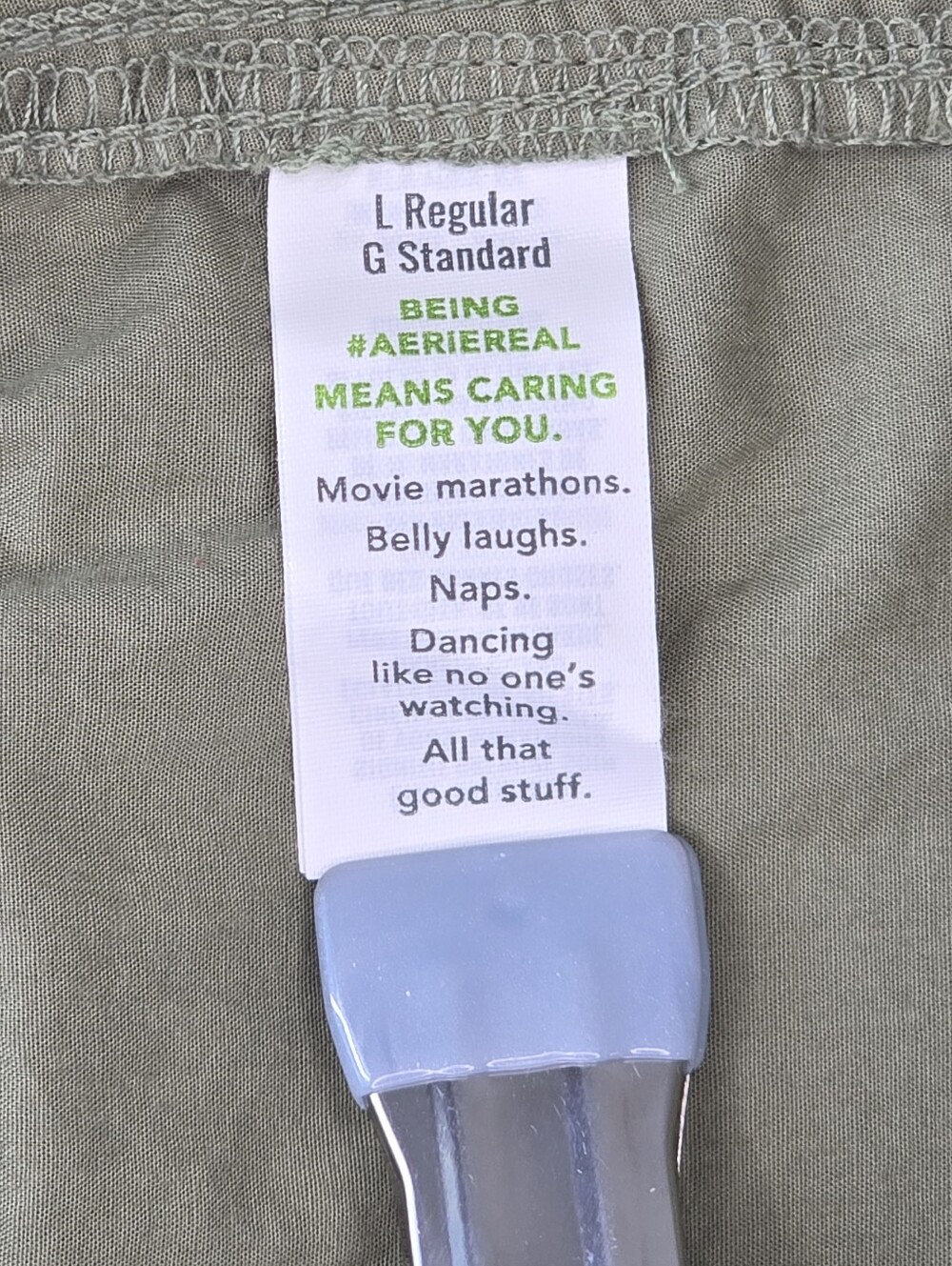 Aerie Easiest Cargo Pants High Waisted Wide Leg Olive Green 100% Cotton Size L - Picture 9 of 11